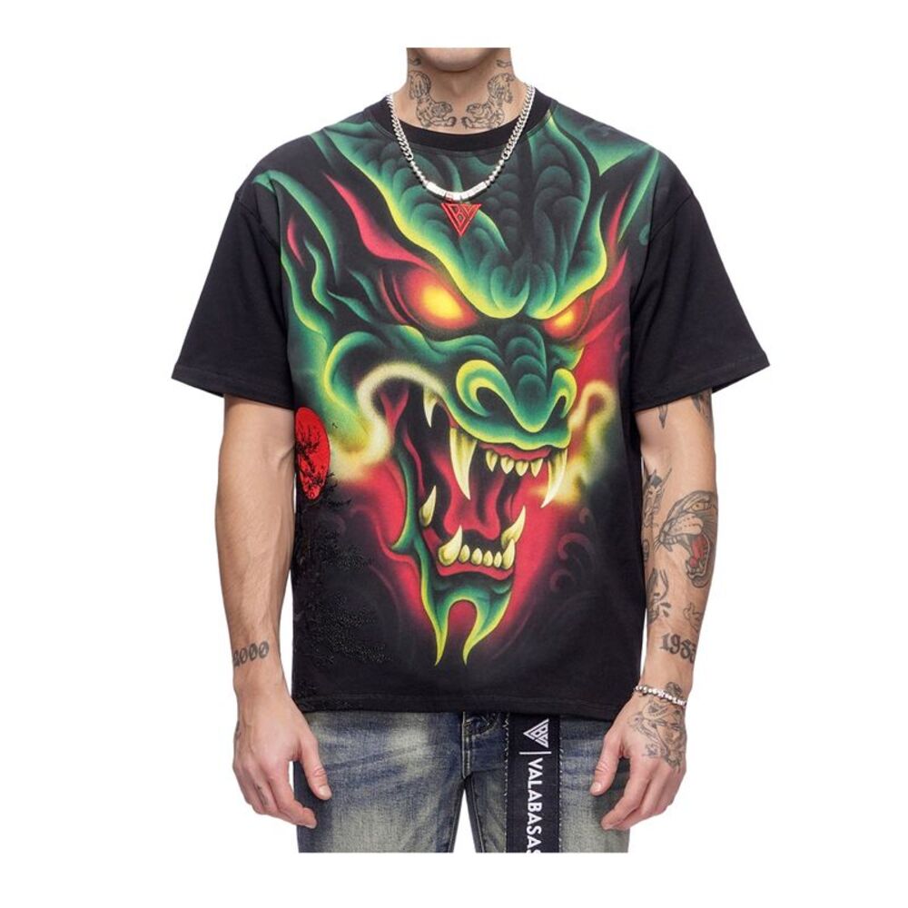 Valabasas Crew Neck T-Shirt Night Serpent Mens Black VLBS-VT1-1096